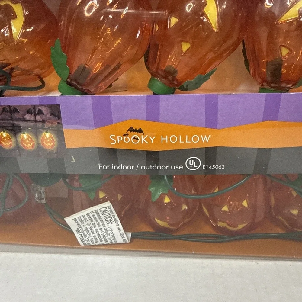 VINTAGE Halloween SPOOKY HOLLOW 10 CT Pumpkin JOL Light Set‎ 2006 Works Jo-Ann's